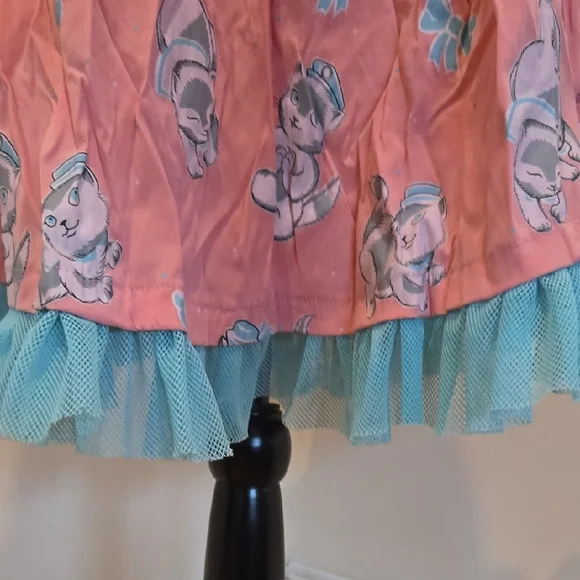 Sourpuss Pink and Blue Sailor Cat Sleeveless Dress with Bow - Picture 4 of 7